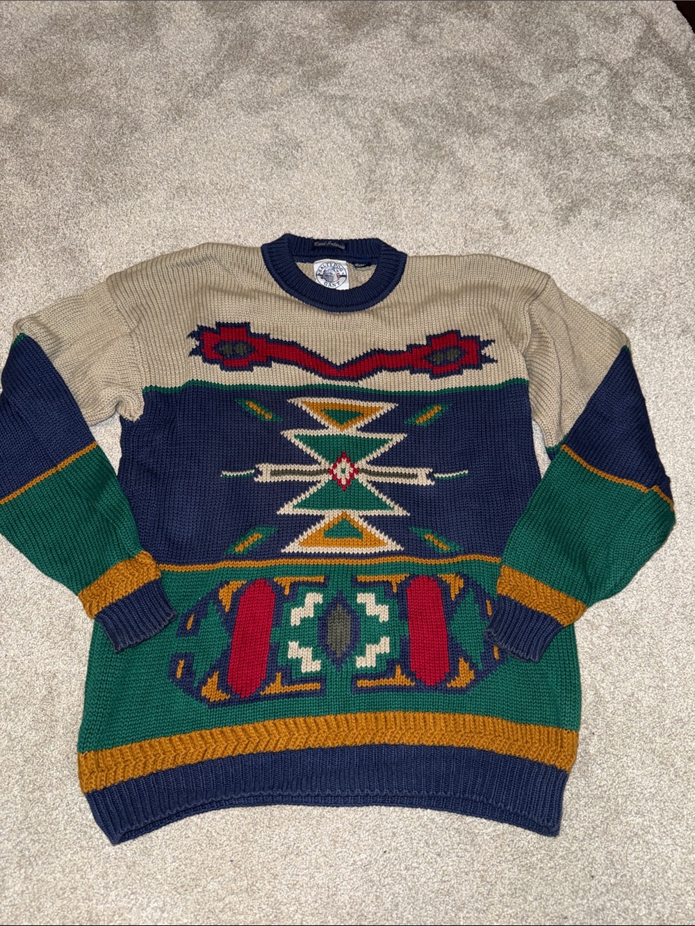 Vintage Salty Dog Gant Men's Large Crewneck Sweater in Navy, Green, Beige, Red
